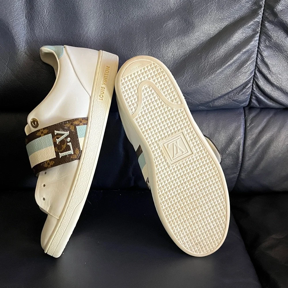 Louis Vuitton White and Brown Sneakers - Picture 5 of 8